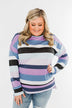 Frosted Mornings Striped Pullover Top- Blue & Purple