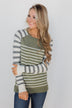 Stuck on You Striped Sweater- Ivory & Olive