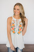 Floral My Heart Tank Top ~ Ivory