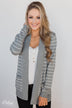 Make A Statement Striped Cardigan- Grey
