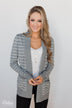 Make A Statement Striped Cardigan- Grey