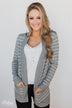 Make A Statement Striped Cardigan- Grey