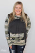 Fading Into Camo Cowl Neck- Charcoal