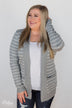 Make A Statement Striped Cardigan- Grey