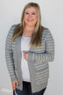 Make A Statement Striped Cardigan- Grey