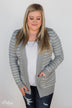 Make A Statement Striped Cardigan- Grey