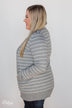 Make A Statement Striped Cardigan- Grey
