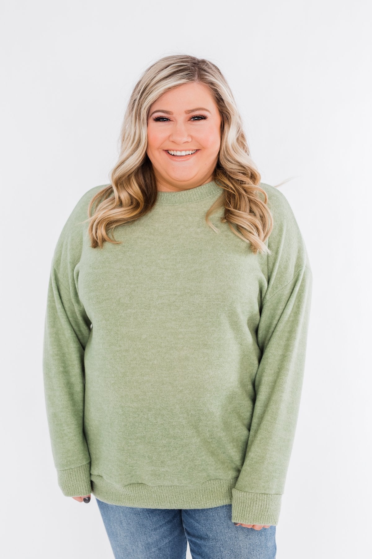 Another Day Long Sleeve Knit Sweater- Soft Green