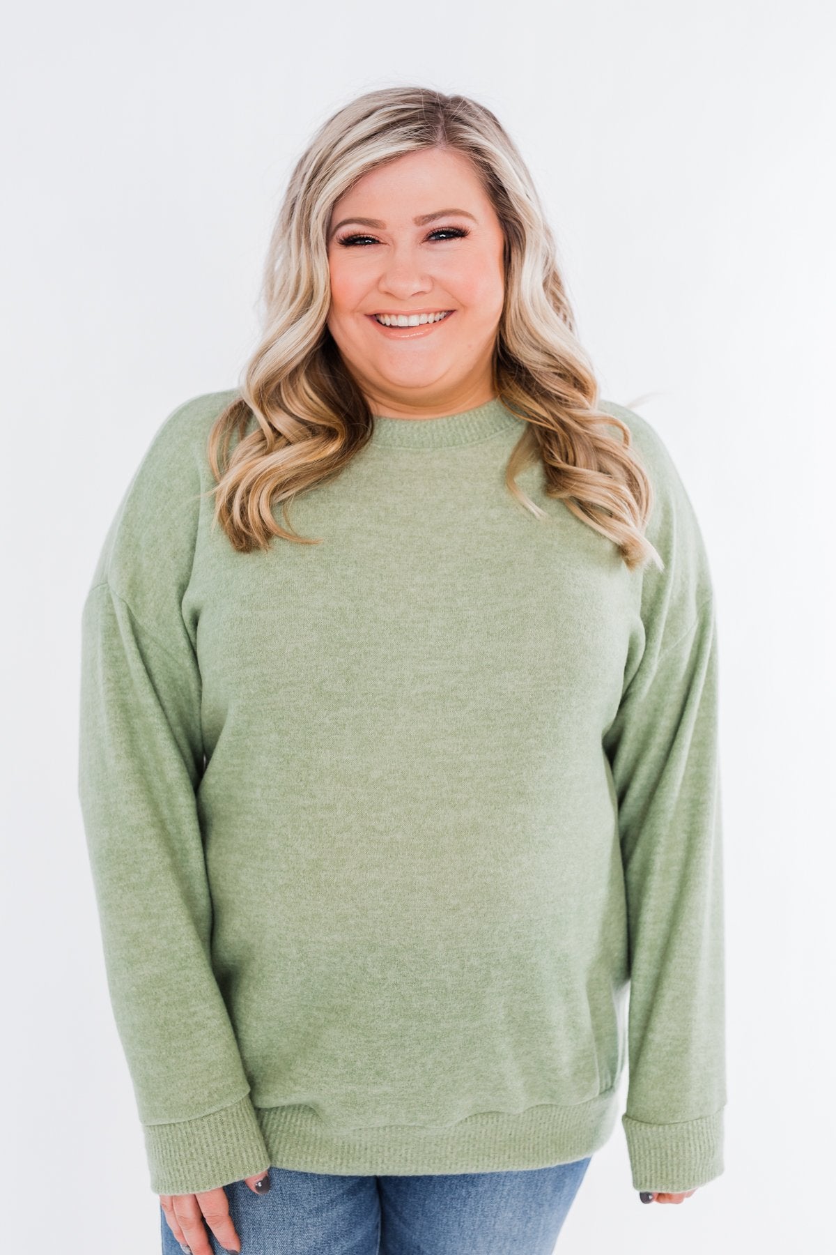 Another Day Long Sleeve Knit Sweater- Soft Green