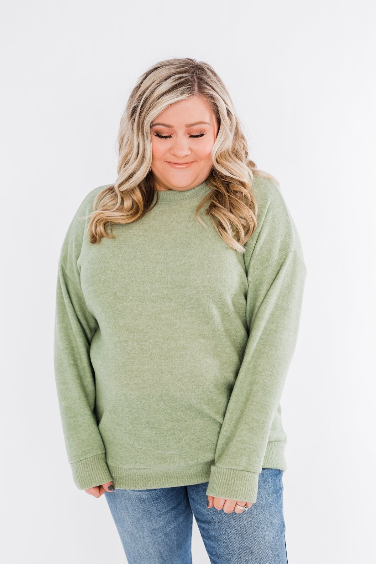 Another Day Long Sleeve Knit Sweater- Soft Green
