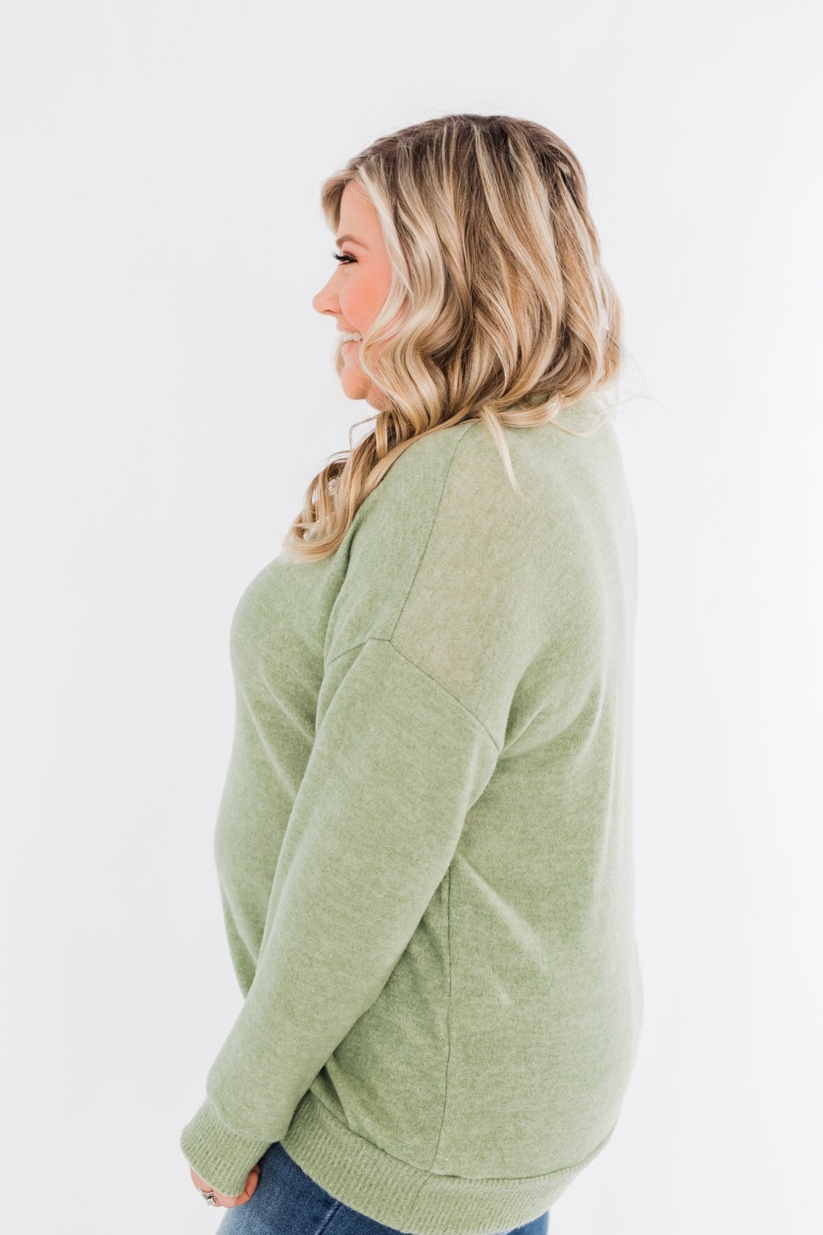 Another Day Long Sleeve Knit Sweater- Soft Green