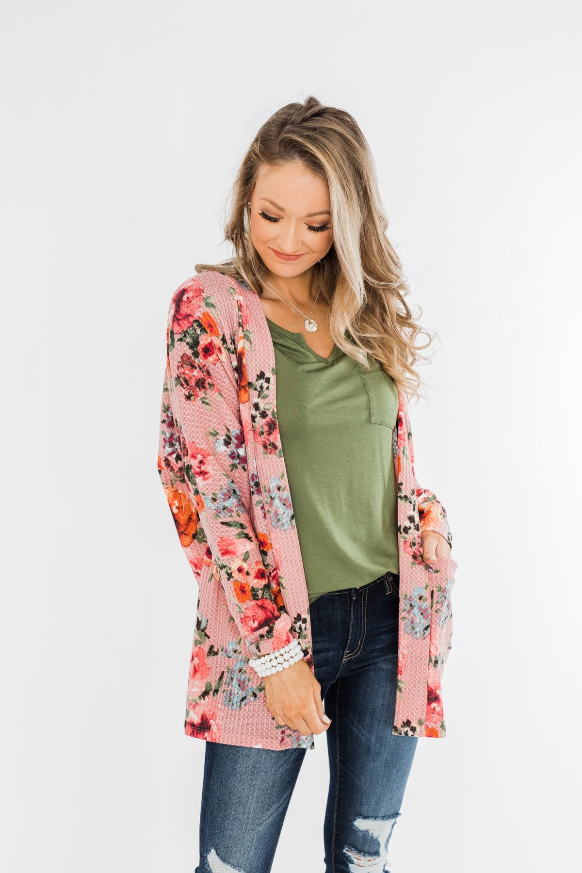Making Promises Floral Cardigan- Dusty Rose