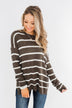 No Such Thing Striped Sweater- Charcoal Green