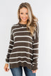 No Such Thing Striped Sweater- Charcoal Green