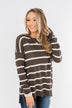 No Such Thing Striped Sweater- Charcoal Green