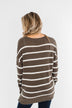 No Such Thing Striped Sweater- Charcoal Green