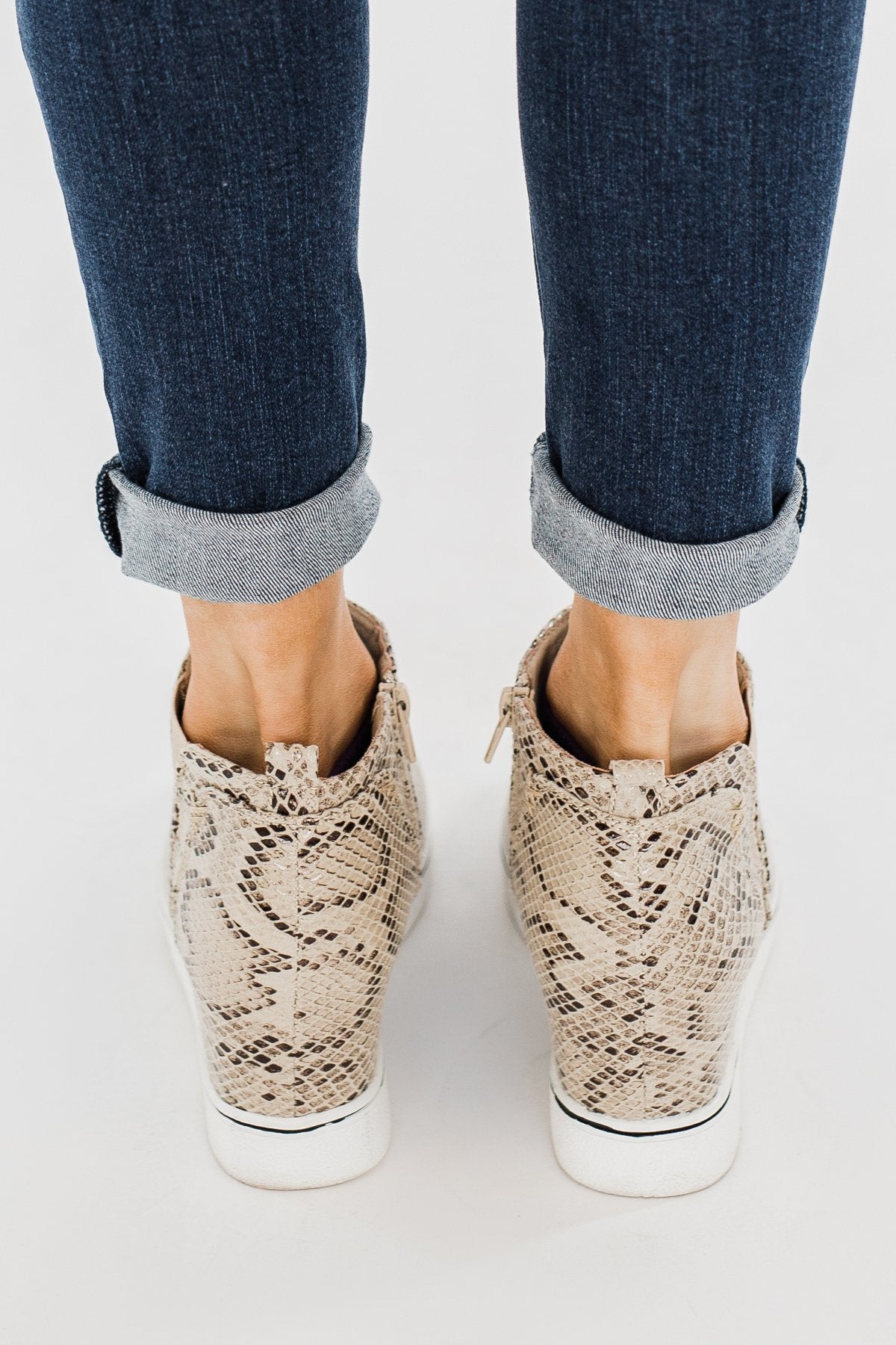 Sugar Glossy Wedges- Natural Snake Print