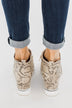 Sugar Glossy Wedges- Natural Snake Print