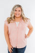 Make Living Fun Striped Button Top- Peach