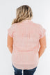 Make Living Fun Striped Button Top- Peach