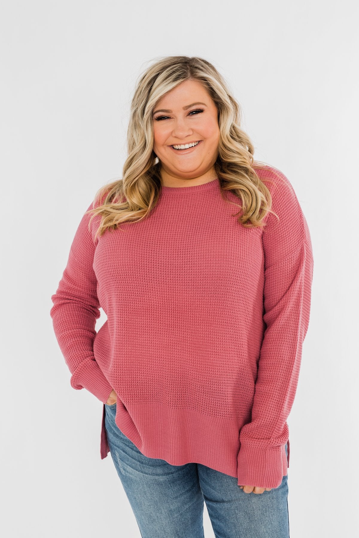 Dream About Us Knit Sweater- Lipstick Pink