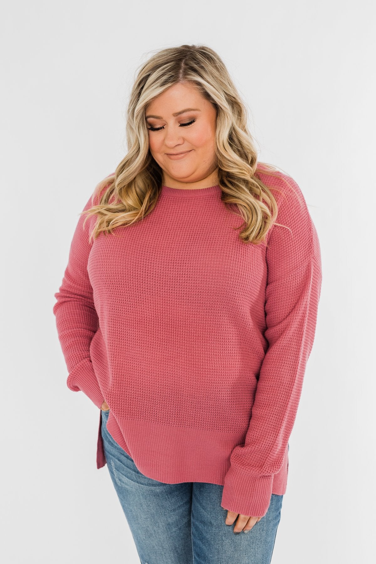 Dream About Us Knit Sweater- Lipstick Pink