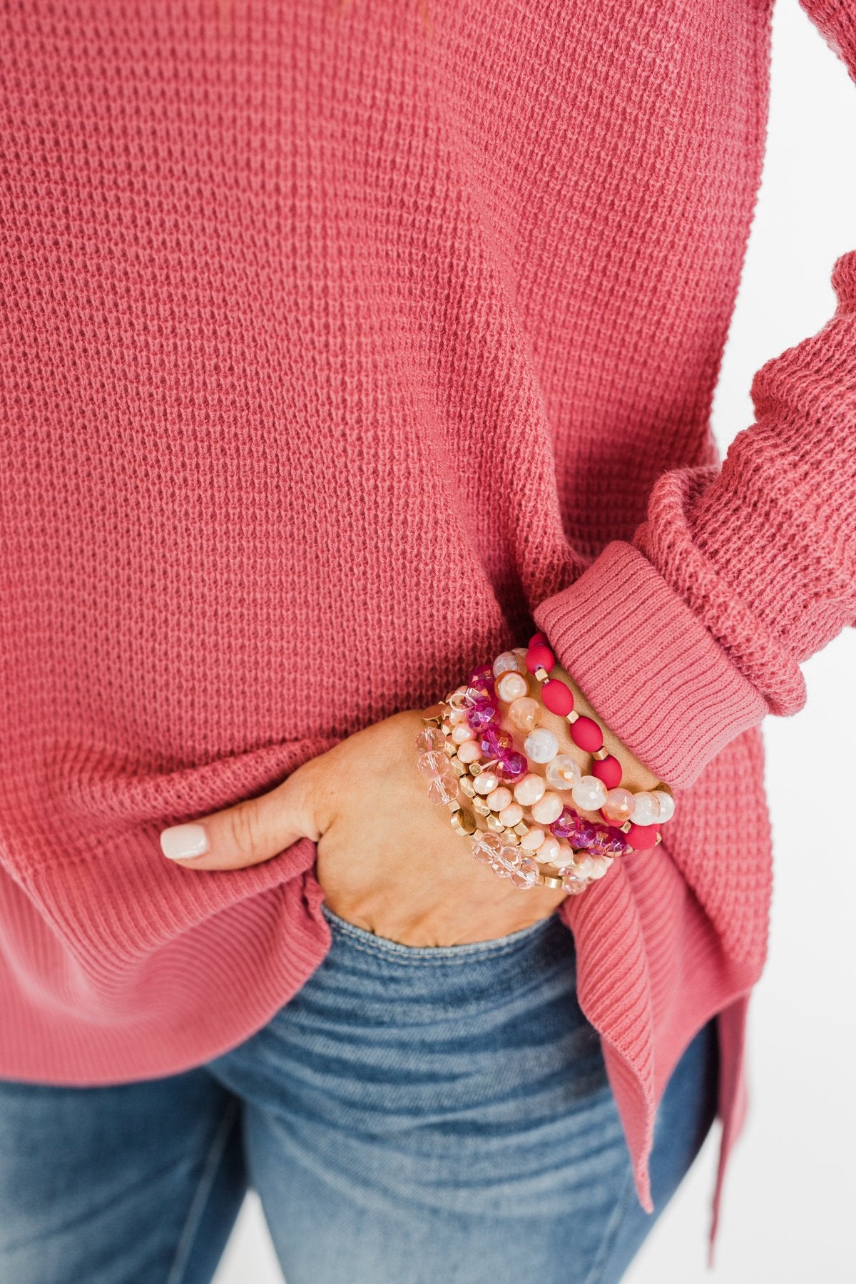 6 Layer Stackable Bracelet Set- Pink & Gold