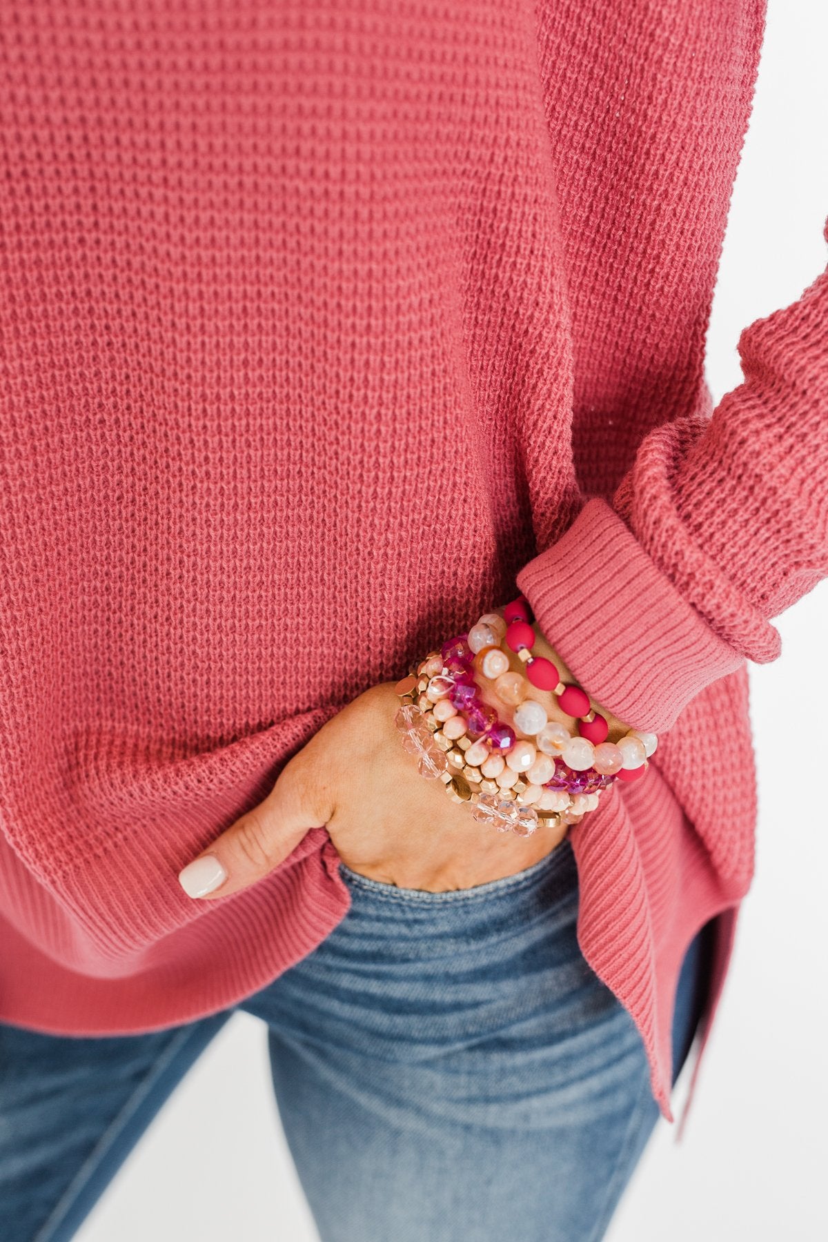 6 Layer Stackable Bracelet Set- Pink & Gold