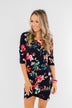 Captivating In Floral Dress- Navy