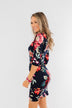 Captivating In Floral Dress- Navy