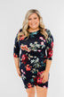 Captivating In Floral Dress- Navy