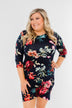 Captivating In Floral Dress- Navy
