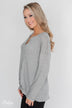 Twist a Little Closer Thermal Top - Heather Grey
