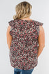 Chase Your Dreams Floral Ruffle Top- Black & Pink