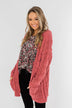 Warm & Cozy Chunky Cardigan- Deep Mauve Pink