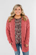 Warm & Cozy Chunky Cardigan- Deep Mauve Pink