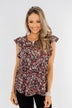 Chase Your Dreams Floral Ruffle Top- Black & Pink