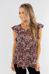 Chase Your Dreams Floral Ruffle Top- Black & Pink
