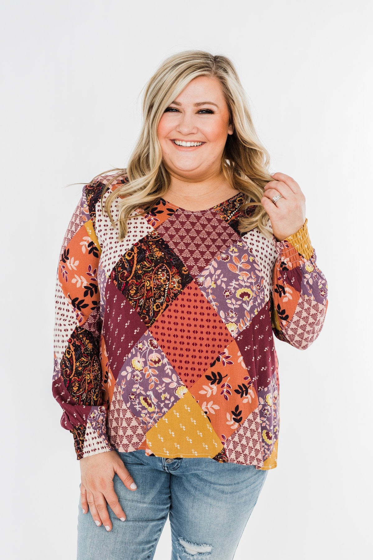 Stay Forever Printed Blouse- Purple Tones
