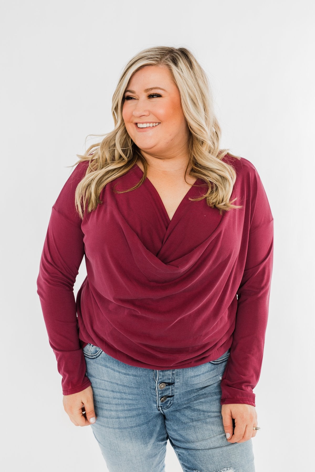Made You Miss Me V-Neck Wrap Top- Wine