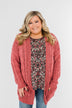 Warm & Cozy Chunky Cardigan- Deep Mauve Pink