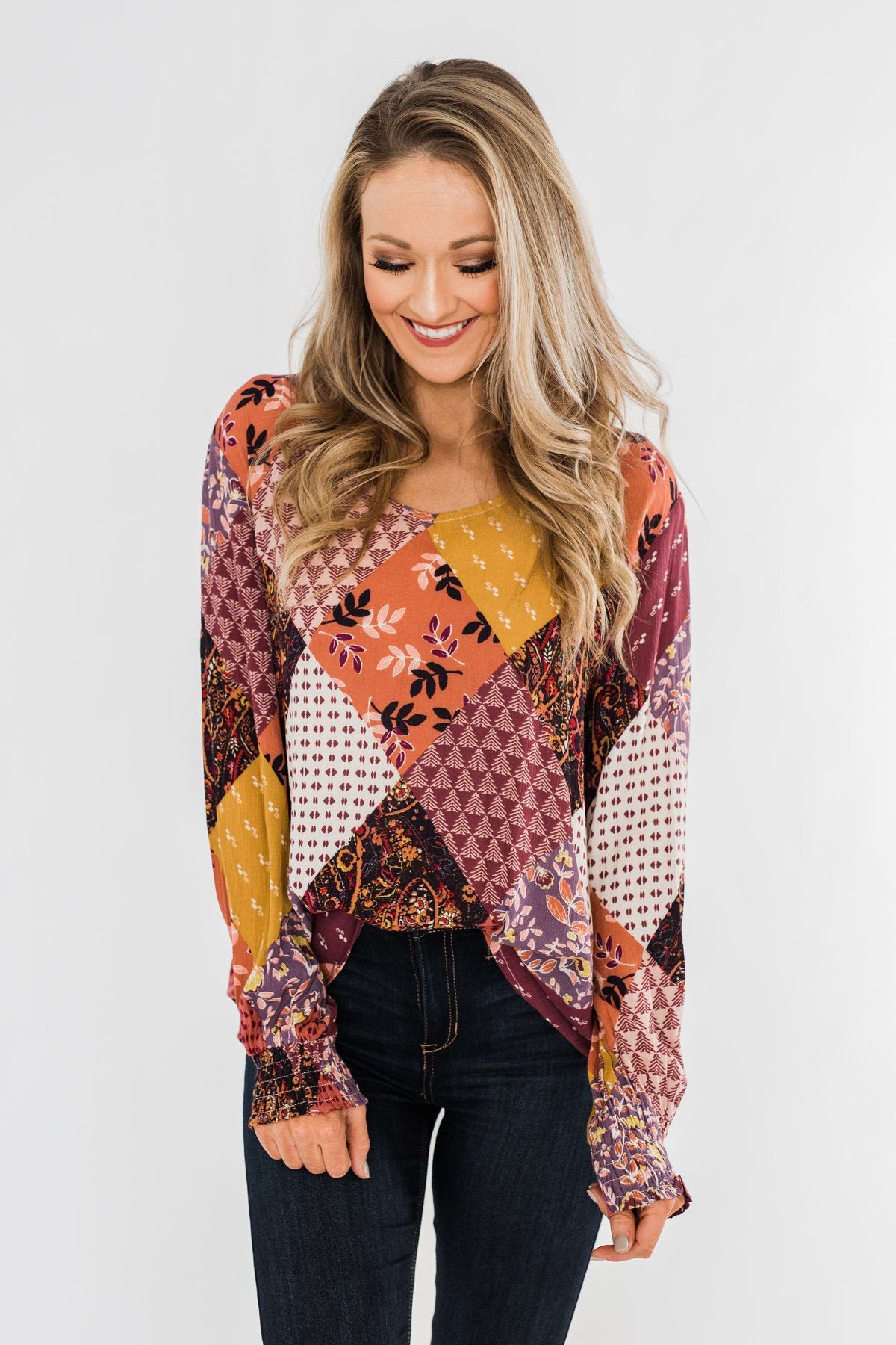 Stay Forever Printed Blouse- Purple Tones