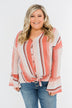 Free Spirit Striped Blouse- Peach Tones