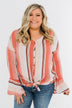 Free Spirit Striped Blouse- Peach Tones