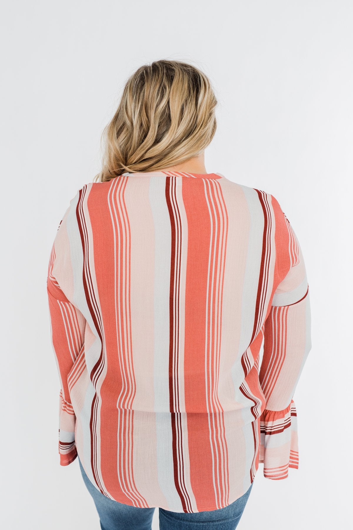 Free Spirit Striped Blouse- Peach Tones