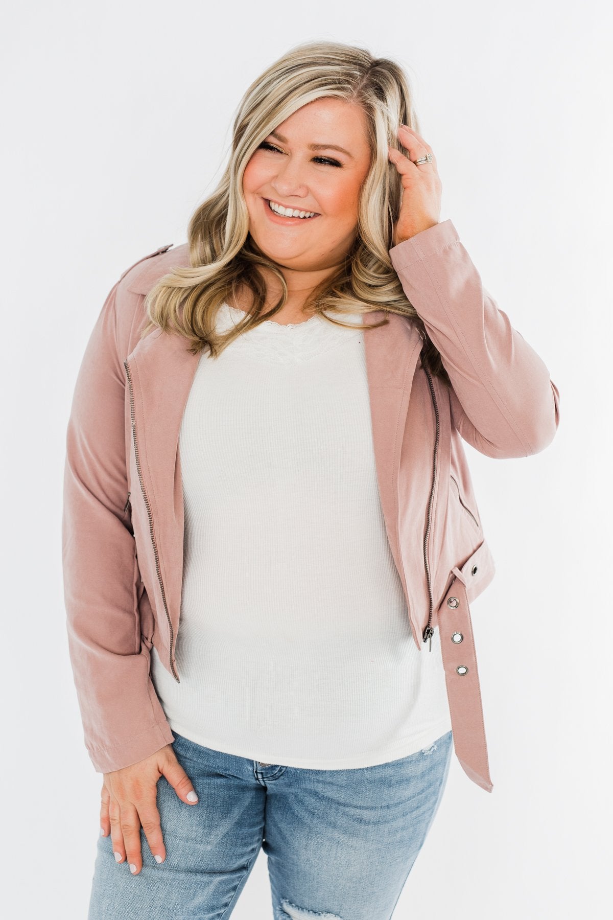 Lost In Your Eyes Lightweight Jacket- Light Dusty Mauve
