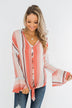 Free Spirit Striped Blouse- Peach Tones