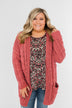 Warm & Cozy Chunky Cardigan- Deep Mauve Pink