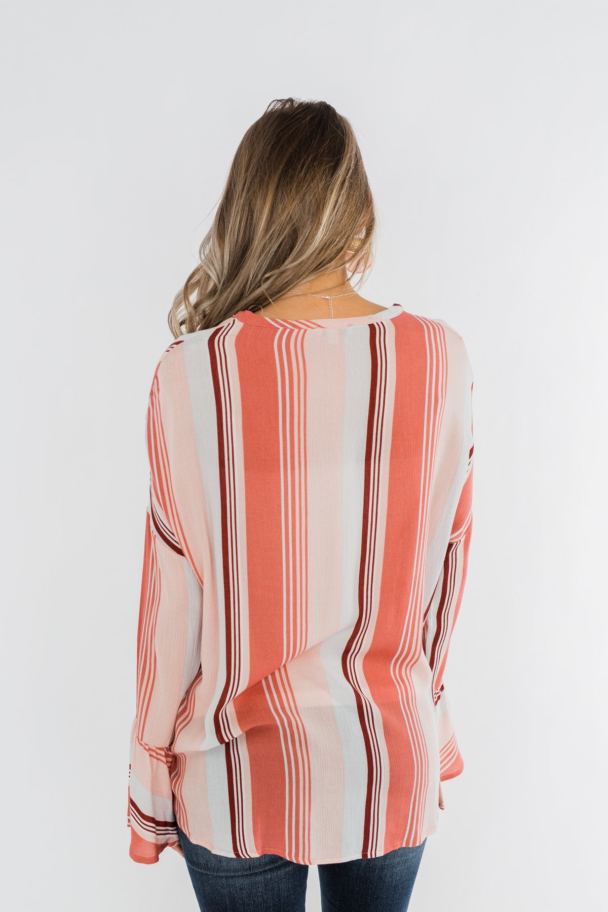 Free Spirit Striped Blouse- Peach Tones