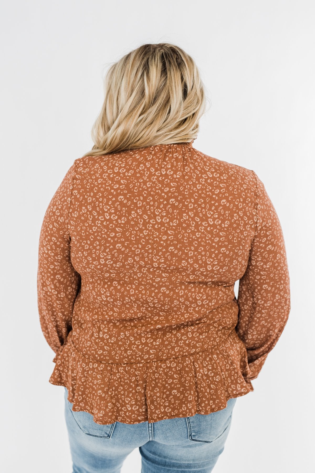 Life Is Good Leopard Cinched Blouse- Brown